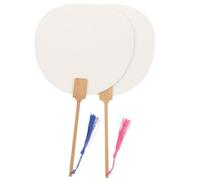 CALLARON Abanicos para Pintar 2 Piezas de Madera Mango Grueso, Ventiladores DIY para Manualidades, Juguetes para y Accesorios para Fotografía y Teatro Color Aleatorio