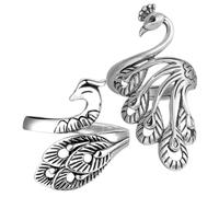 CALLARON Anillos de Tensión para Tejer Crochet 2 Piezas Aleación Antigua Apertura Ajustable Anillo de Pavo Real 3d Guía de Hilo para Manualidades y Costura