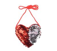 CALLARON Bolsa De Mensajero Infantil Diseño De Corazón Lentejuelas Bandolera para Niñas y Niño Niña Monedero Cambiador Rojo y Plata para Almacenar Monedas y Tarjetas