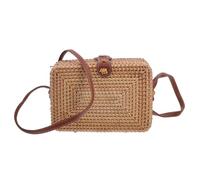 CALLARON Bolso de ratán cuadrado con bandolera para mujer, mini bolso cruzado tejido a mano, estilo retro literario, para y cumpleaños