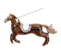 CALLARON Broche de Alfiler Pecho Broche Vintage de Aleación Dorado Estilo Corte Antiguo Esmalte y Diseño de Caballo de Guerra para Hombres y Mujeres