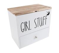 CALLARON Caja Organizadora para Toallas Sanitarias de Madera Blanca con Tapa Sellada, Contenedor Compacto Resistente Humedad para Baño, Almacenamiento Femenino y Accesorio Decorativo