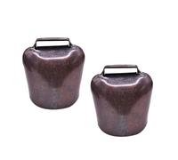 CALLARON Campanas Colgantes para Animales de Granja, 2 Piezas Pequeñas Gruesas de Bronce Rojo y Verde Antiguo, Campanas Colgantes DIY para Ovejas, Caballos y Vacas, Accesorio Agrícola