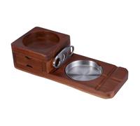 CALLARON Cenicero de Madera Maciza para Cigarros con Ranura para Porta Cigarros y Cajón Integrado, Bandeja Multifunción con Soporte para Vasos de Whisky para Hogar, Oficina y Exterior