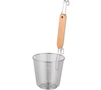 CALLARON Colador de Pasta y Resistente con Mango de Madera de Acero Inoxidable Cesta Coladora Adecuado para Cocina Comercial y Escuela para Fideos y Pasta