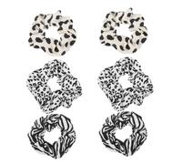 CALLARON Coleteros Elásticos Pelo Estampado de Cebra y Leopardo 6 Unidades Tamaño Medio Suaves y Resistentes para Mujeres y Niñas Uso Diario y Regalos