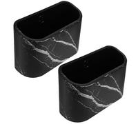 CALLARON Cubos de Basura Pequeños de Plástico sin Tapa en Diseño Mármol Negro, 2 Unidades, para Oficina y Cocina, Ideales para Escritorios y Estantes, Fáciles de Limpiar y Organizar