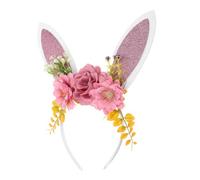 CALLARON Diadema Con Orejas De Conejo De Pascua y Flores, 1 Unidad, Talla Única, Accesorio Para Mujer y Chica, Carnaval y Fiestas Temáticas, Tocado Ligero y Cómodo