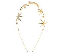 CALLARON Diadema de Boda de Estrella Dorada Diadema Nupcial Gemas de Imitación Tocado Elegante para Novia Accesorio Cabello para Fiestas y Ocasiones Formales