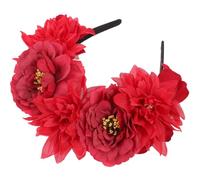 CALLARON Diadema de Flores Rojas Accesorio de Tela Diseño de Peonía Retro y Elegante para Mujer Adecuado para Viajes y Diversas Ocasiones