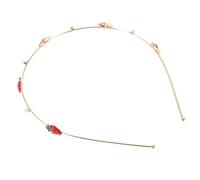 CALLARON diadema de fresa perlas banda tocado de fresa accesorios para el cabello de fresa Venda diademas de frutas lindas diademas diadema de boda aleación (hierro) Golden