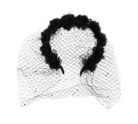 CALLARON Diadema de Niña con Flores y Velo de Tela Negra para Mujer, Accesorios Cabello en Fiestas y Promesas, Banda Ancha Cómoda y Elegante