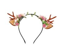 CALLARON Diadema Navideña Astas de Ciervo y Frutos Tocado Navideño Cabello Diadema Cuernos de Ciervo para Mujeres Escenarios de Navidad