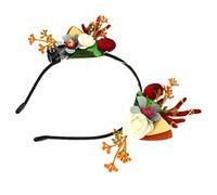 CALLARON Diadema Navideña de Flores con Orejas de Gato y Astas Luminosas Color Amarillo para Fiestas de Navidad