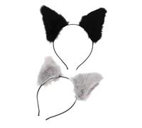 CALLARON Diademas de Felpa Orejas de Gato, 2 Pcs, Suaves y Cómodas para Fiestas y Disfraces de Halloween