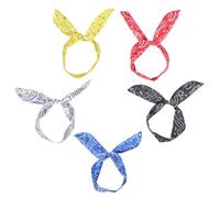 CALLARON Diademas Lazo de Tela Estampada Estilo Cachemira Orejas de Conejo, Pack de 5 Piezas Multipropósito para Mujer y Accesorios para Fotos Color Aleatorio