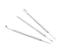 CALLARON Empujador de Cutículas Ruso de Doble Cabezal Acero Inoxidable 3 Piezas, Herramienta Curva para Manicura y Pedicura Profesional, Limpieza Precisa de Uñas, Uso en Salón y Hogar