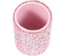 CALLARON Estuche para Brochas de Maquillaje Pequeño Cubo Rosa Brillantina, Organizador Plástico Antidespolvorante para Pinceles, Soporte Compacto Portátil para Tocador y Viajes