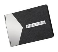 CALLARON Funda para Licencia de Conducir y Tarjeta, Estuche Metálico Negro Liso, Protección Durable, 2 Ranuras, para Hombres y Mujeres, Uso Diario y Viajes, Tamaño Compacto