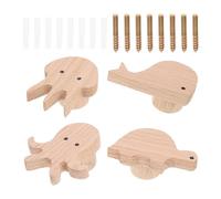 CALLARON Ganchos de Pared de Roble Diseño Multipropósito y Material Sintético para Decoración y Oficina, Set de 4 Piezas Forma de Animales para Colgar Llaves y Bolsas