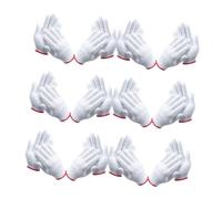 CALLARON Guantes de Trabajo Antideslizantes de Nailon y Algodón, 12 Pares, Ribete Rojo, para Protección Manual en Construcción y Jardinería