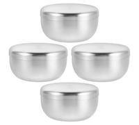 CALLARON Jaboneras de Afeitar de Acero Inoxidable 304 con Tapa Cuencos Redondos Korean Style 85 CM Set de 4 Tazones Portátiles para Viaje y Barbería Cuenco de Espuma para Afeitado y