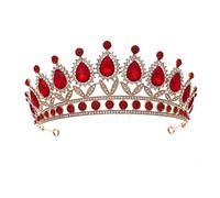 CALLARON Joyería De De De Imitación Accesorios Diamante De Imitación Tiaras De Boda De Imitación Para El Cabello Tocado De Ducha Boda Retra Aleación Rojo