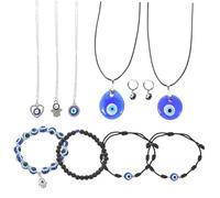 CALLARON Joyería para Mujer con Collar Pulsera y Pendientes de Amuleto Turco Azul Diseño Elegante y Protección de Moda