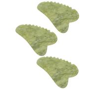 CALLARON Juego de 3 Herramientas Gua Sha de Jade Verde para Masaje Facial Diseño Ergonómico, Forma de Corazón, Adecuado para Viajes y Cuidado Piel