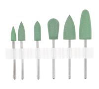 CALLARON Juego de 6 Brocas para Uñas Verdes de Plástico y Acero Inoxidable, Cabezal Lijado para Manicura Profesional y Pedicura en Spas, Herramienta Ligera para Pulido