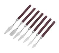 CALLARON Juego de 7 Espátulas Artísticas de Acero Inoxidable con Mango de Madera, Herramienta Raspadora para Pintura al Óleo y Acrílica, Set para Estudiantes y Artistas, Adecuado