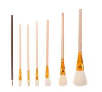 CALLARON Juego de 7 Pinceles de Lana Ultrasuaves para Pintura Artística, Fáciles de Limpiar, Mango de Madera Beige, Adecuado para Técnicas de Acuarela y Óleo