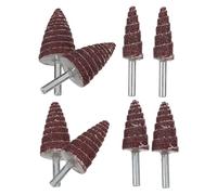 CALLARON Juego de 8 Ruedas Abrasivas Cónicas de Tela para Amoladora Eléctrica, 6 Mm de Diámetro, Surtido en 16x6, 20x6, 25x6 y 30x6 Mm, Kit de Ruedas de Aletas Abrasivas para Esmerilado