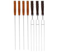 CALLARON Juego de Brochetas para Barbacoa Reutilizables Mango de Madera y Acero Inoxidable, Cómodas al Tacto, para Parrillas al Aire Libre