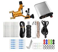 CALLARON Kit de Tatuaje Profesional Rotatorio Pequeño, Motor Ligero y Estable, Acero Inoxidable Plateado, Mini Tamaño Portátil, Set Completo para Principiantes, Compatible Ac220,