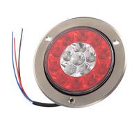 CALLARON Luz Trasera Redonda para Camión 12-24v LED 16 Luces Aro de Aluminio Rojo y Claro, Lámpara para Remolques, Freno y Posición, Accesorio para Vehículos y Caravanas