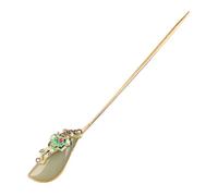 CALLARON Palillo Pelo de Mujer Estilo Chino Clásico Perlas y Piedra en Cobre Dorado, Horquilla para Moño Cómoda y Fácil de Combinar para Boda o Noche