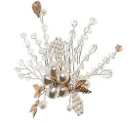 CALLARON Peina De Novia Flores De Perlas Elegante Accesorio Nupcial Para Peinados De Boda y Ocasiones Especiales Joyería Para Cabello Dorada