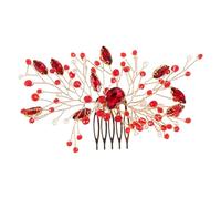 CALLARON Peine de diamantes de imitación vestido de novia peine tocado de novia decoraciones acicalar delirio Horquilla accesorios para el cabello de baile adorno para el cabello Metal rojo