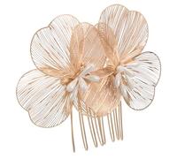CALLARON Peine De Pelo De Flor Dorada Oro Peine Para Dama De Honor Floral Novia Nupcial Cabello Francés De Pelo Para La Boda Lado Accesorios Despedida De Soltera Aleación De Zinc