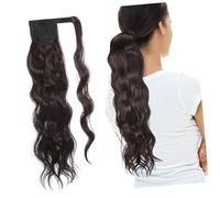 CALLARON Peluca de Coleta Postiza Extensiones de Cabello Rizado para Mujer Coleta Larga Cierre de Gancho y Lazo de Cabello para Fiesta o Diario