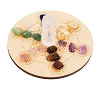 CALLARON Piedras de Meditación Naturales y Tablero de Adivinación Cristal y Madera Compacto Ligero para Decoración Mística Hogar Oficina Espiritualidad