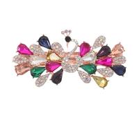 CALLARON Pinza Pelo Diseño de Pavo Real y Flores Gemas de Imitación, Material Metal y Plástico, Funcionalidad Antideslizante para Uso Diario y Accesorios Elegantes