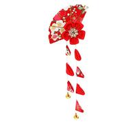 CALLARON Pinza Pelo Estilo Japonés Flores de Tela Roja, Ligera Fina Confección, Adecuado para Complementar Tu Kimono y Realzar Tu Peinado
