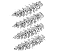 CALLARON Pinzas Cabello de Metal 4 Piezas Tamaño Mediano Resorte, Accesorios Estéticos para Mujeres, Clips Decorativos en Forma de Hoja para Uso Diario y Peinados Casuales, Color Plateado