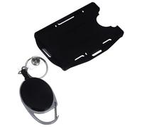 CALLARON Porta Credencial de Aleación de Zinc Rígido Doble Función Vertical y Horizontal para Tarjeta de Identificación, Funda Protectora para Tarjetas de Trabajo y Credenciales, Adecuado