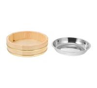 CALLARON Recipiente Plato para Servir Comida Casera y Langosta en Cocina para Sushi y Bibimbap de Acero Inoxidable y Madera Diseño Grueso