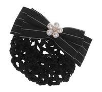 CALLARON Redecilla Pelo Lazo Elegante y Tachuelas de Perlas, Tejido Negro que Mantiene el Cabello Recogido para Oficina y Trabajo
