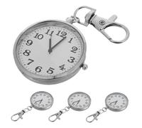 CALLARON Reloj de Bolsillo de Cuarzo Gran Pantalla Digital y Diseño de Llavero Conveniente para Enfermeras y Estudiantes, Paquete de 4 Piezas Acero Inoxidable para Uso Diario