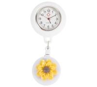 CALLARON Reloj de Bolsillo Retráctil para Personal de Salud Clip, Diseño Floral, Material de Silicona y Aleación, Adecuado para Estudiantes de Medicina y Uso Diario